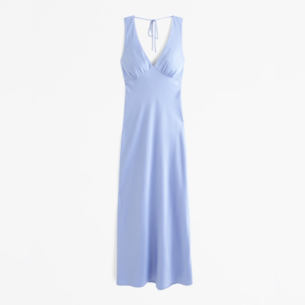 Blue Abercrombie Plunge Cowl Neck Maxi Dress